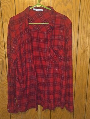 Maurices Red Plaid Button-Down Shirt